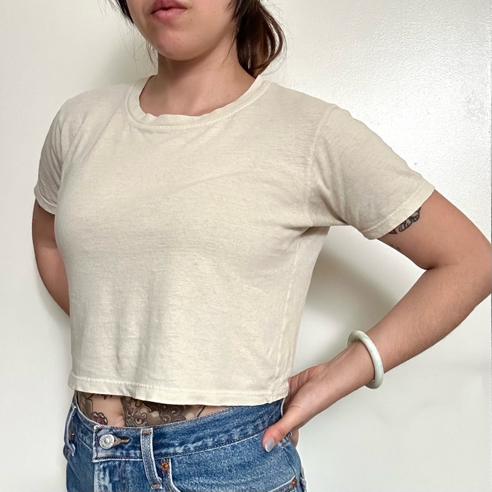 John Galt Cropped Short Sleeve Tee - Cream
